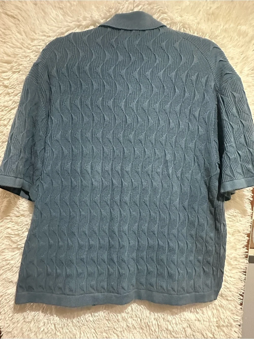 Abercrombie & Fitch Teal Blue Short-Sleeve Knit Button-Up Shirt